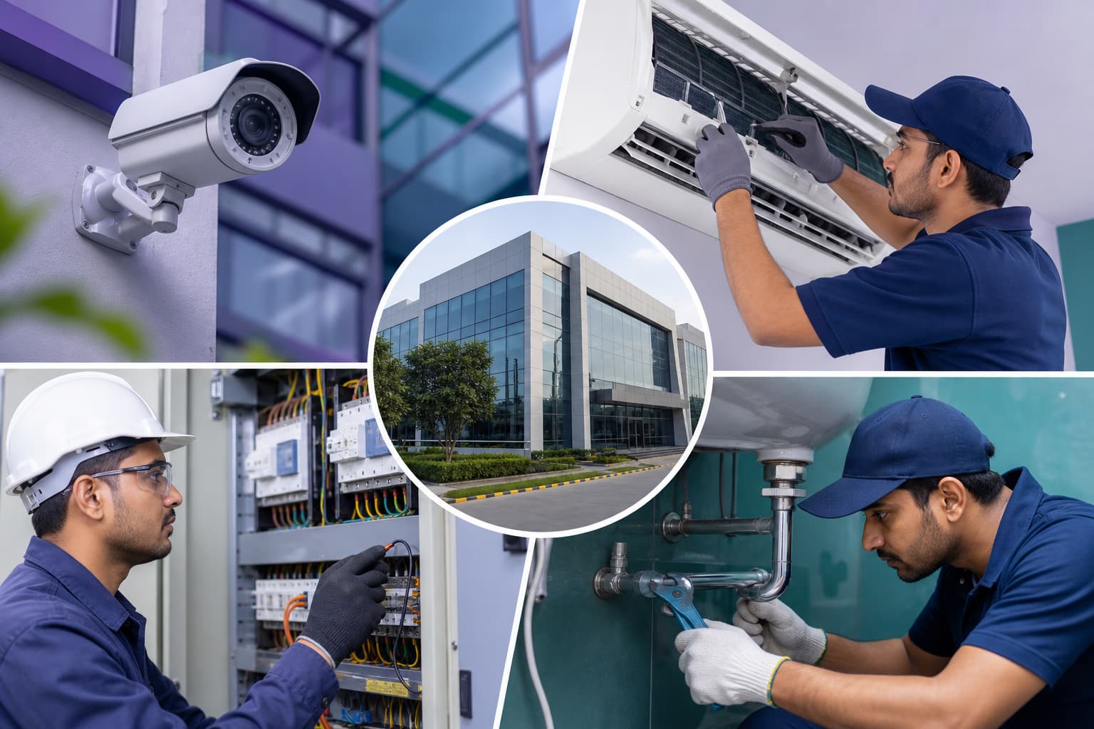 CCTV, AC, electrical and plumbing maintenance services